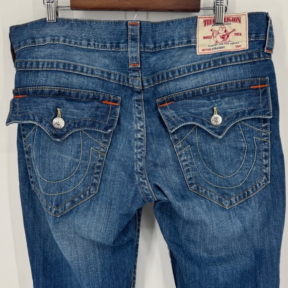 Vintage True Religion Flap Straight Jeans Mens Size 36 Denim - Picture 1 of 8